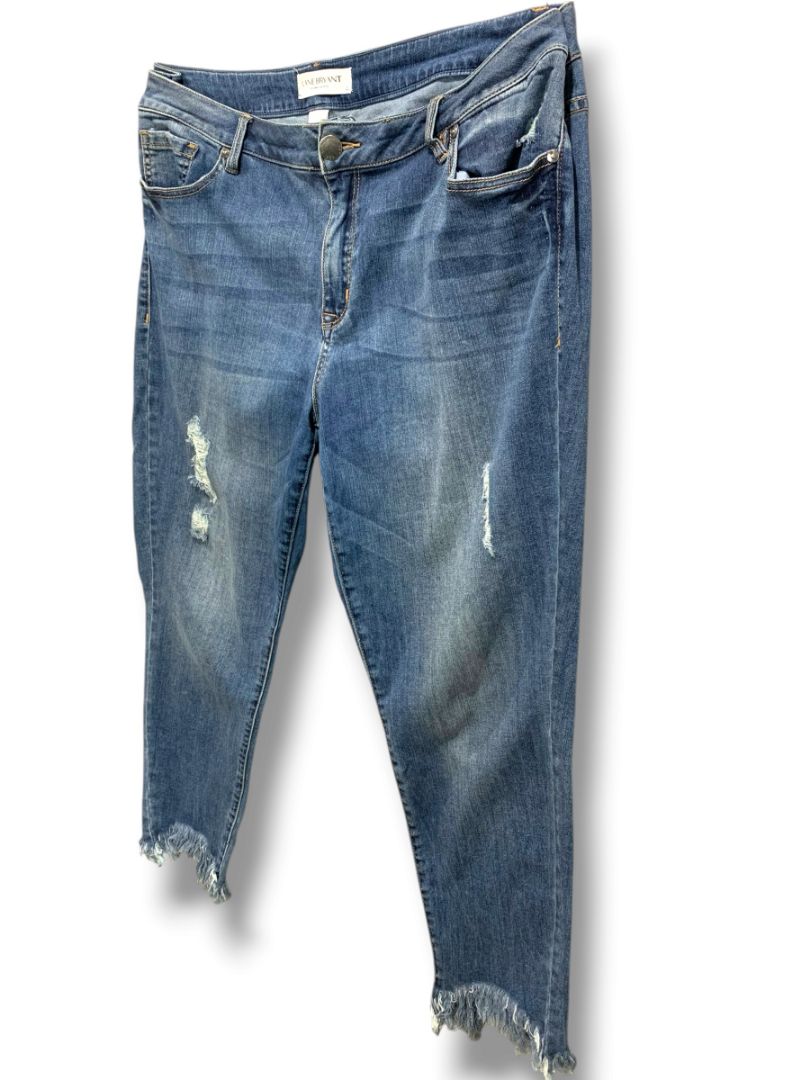 Size 18 Lane Bryant Womens Distressed Raw Hem Jeans Stretch Denim