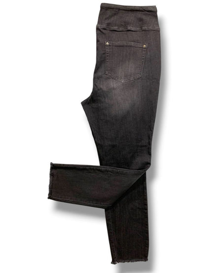 Size 18W Belle by Kim Gravel Womens Black Pull on Jeans Stretch Denim Raw Hem