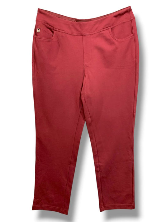 Size 18WP Belle by Kim Gravel Womens Petite Ponte Knit Pull On Pants Burgundy