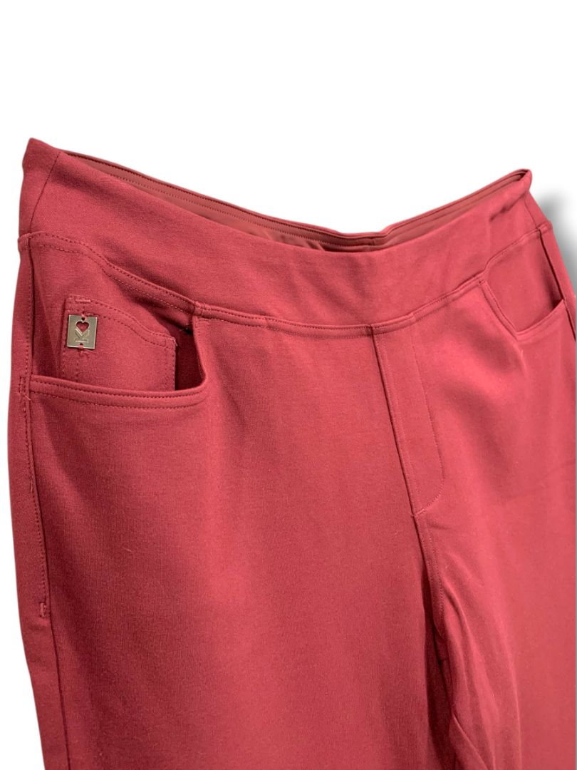 Size 18WP Belle by Kim Gravel Womens Petite Ponte Knit Pull On Pants Burgundy