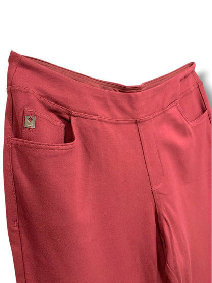 Size 18WP Belle by Kim Gravel Womens Petite Ponte Knit Pull On Pants Burgundy