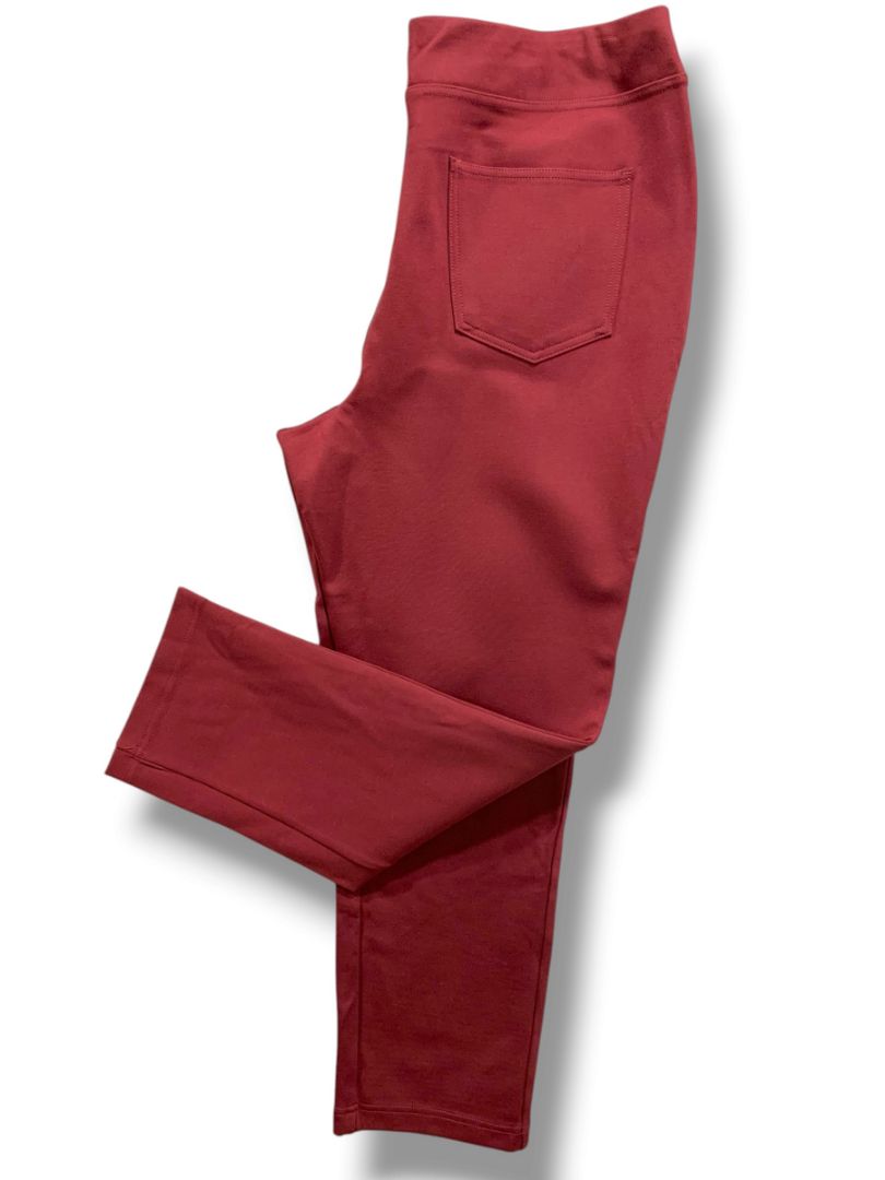 Size 18WP Belle by Kim Gravel Womens Petite Ponte Knit Pull On Pants Burgundy