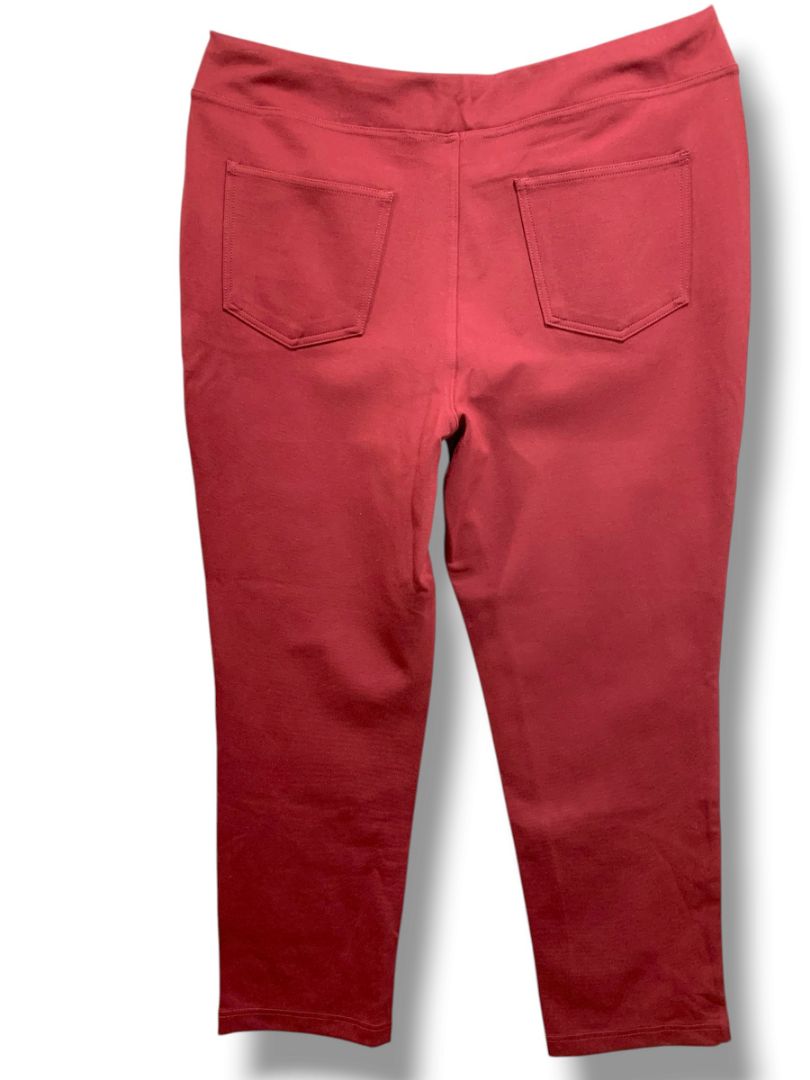 Size 18WP Belle by Kim Gravel Womens Petite Ponte Knit Pull On Pants Burgundy