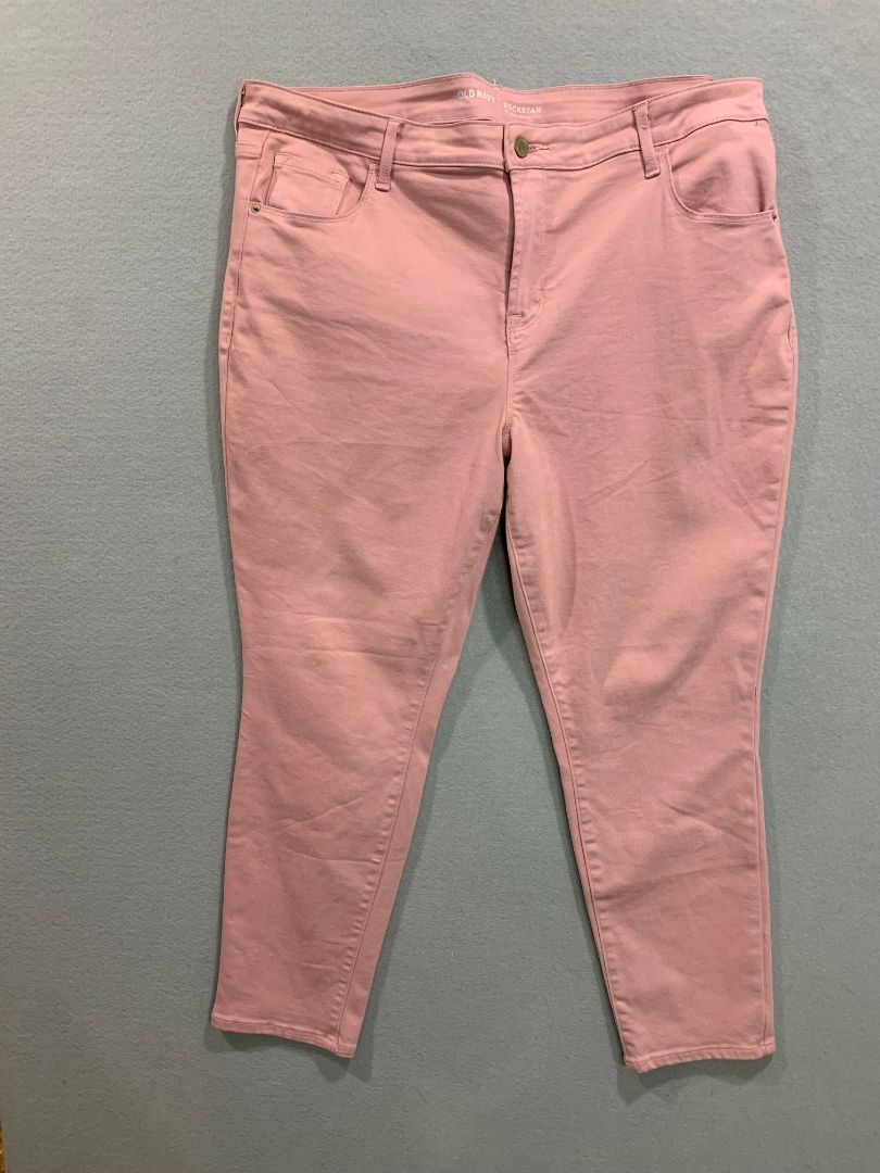 Size 18 Old Navy Womens Rockstar Mid-Rise Pink Jeans Stretch Denim