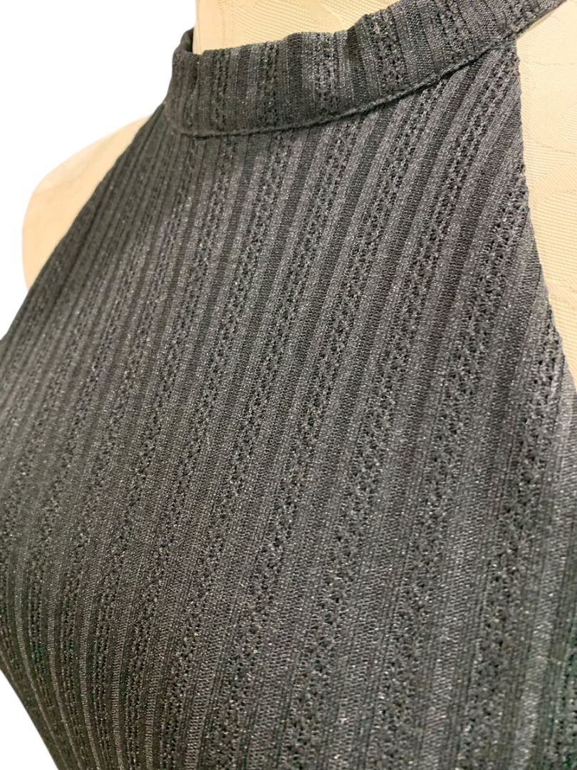 Large NSR Napean Sea Rd New Black Halter Neckline Sheath Dress Stretch
