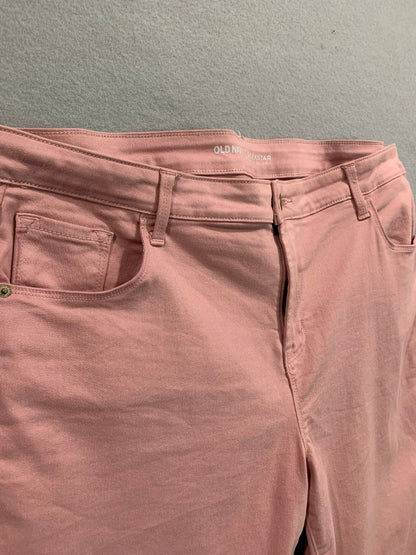 Size 18 Old Navy Womens Rockstar Mid-Rise Pink Jeans Stretch Denim