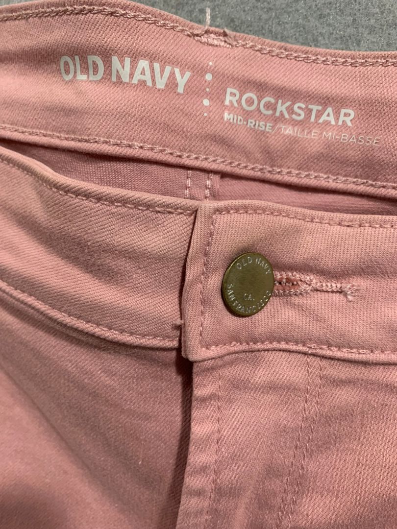 Size 18 Old Navy Womens Rockstar Mid-Rise Pink Jeans Stretch Denim