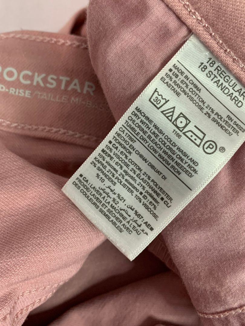 Size 18 Old Navy Womens Rockstar Mid-Rise Pink Jeans Stretch Denim
