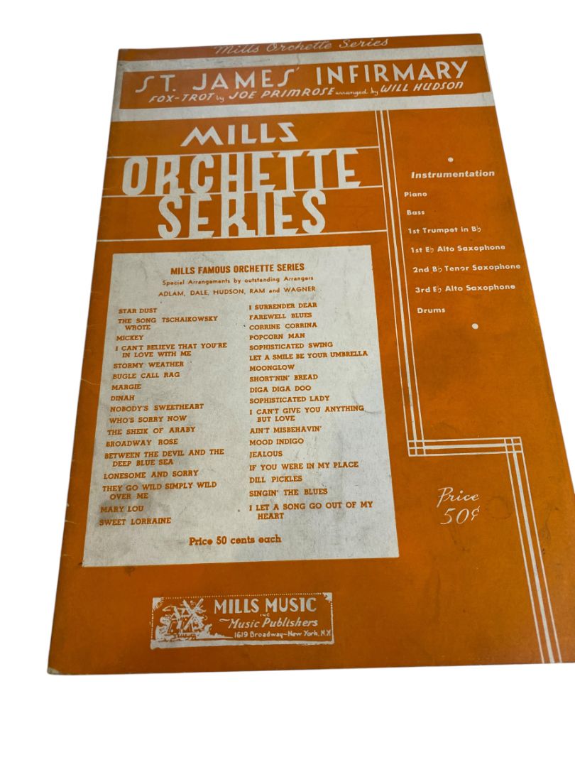 1930 Fox-Trot by Joe Primrose Sheet Music Mills Orchette Series St James Infirmary