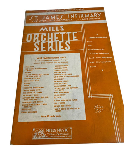 1930 Fox-Trot by Joe Primrose Sheet Music Mills Orchette Series St James Infirmary
