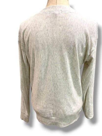Medium Socialite Womens Lightweight Lace Neckline Sweatshirt Heather Gray