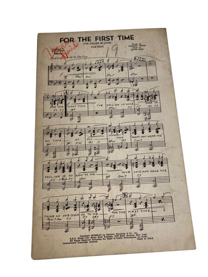 1943 For the First Time Sheet Music I've Fallen in Love Fox-Trot Tobias Kaff