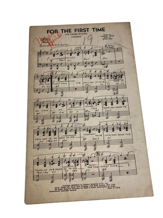 1943 For the First Time Sheet Music I've Fallen in Love Fox-Trot Tobias Kaff