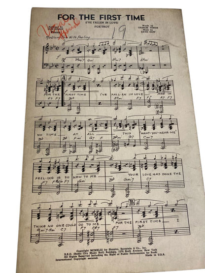 1943 For the First Time Sheet Music I've Fallen in Love Fox-Trot Tobias Kaff