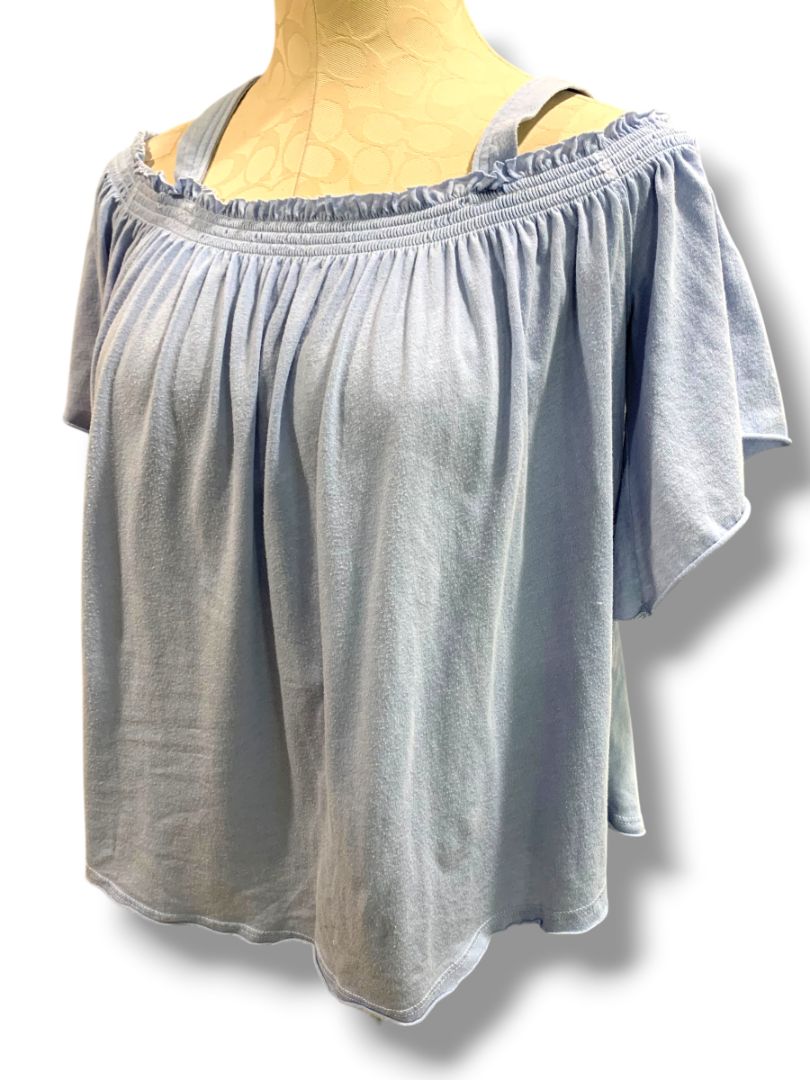 Small We the Free People Blue Knit Flowy Boho Top Soft