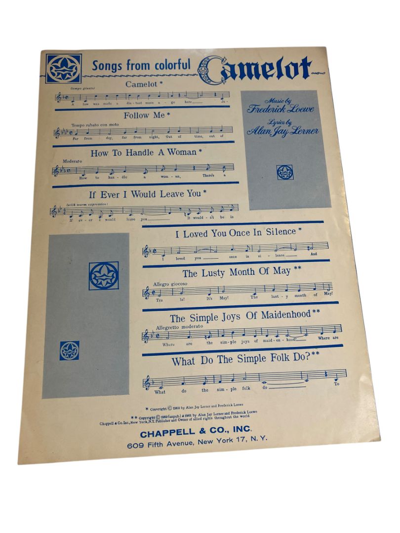 1960 Camelot If Ever I Would Leave You Sheet Music Frederick Loewe