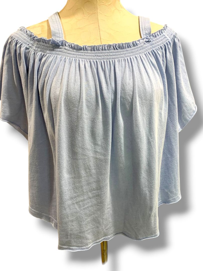 Small We the Free People Blue Knit Flowy Boho Top Soft