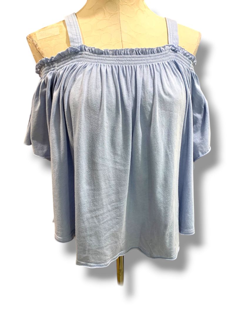 Small We the Free People Blue Knit Flowy Boho Top Soft