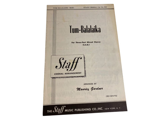Vintage Tum-Balalaika Sheet Music for Three-Part Mixed Chorus (SAB) Staff Choral #653