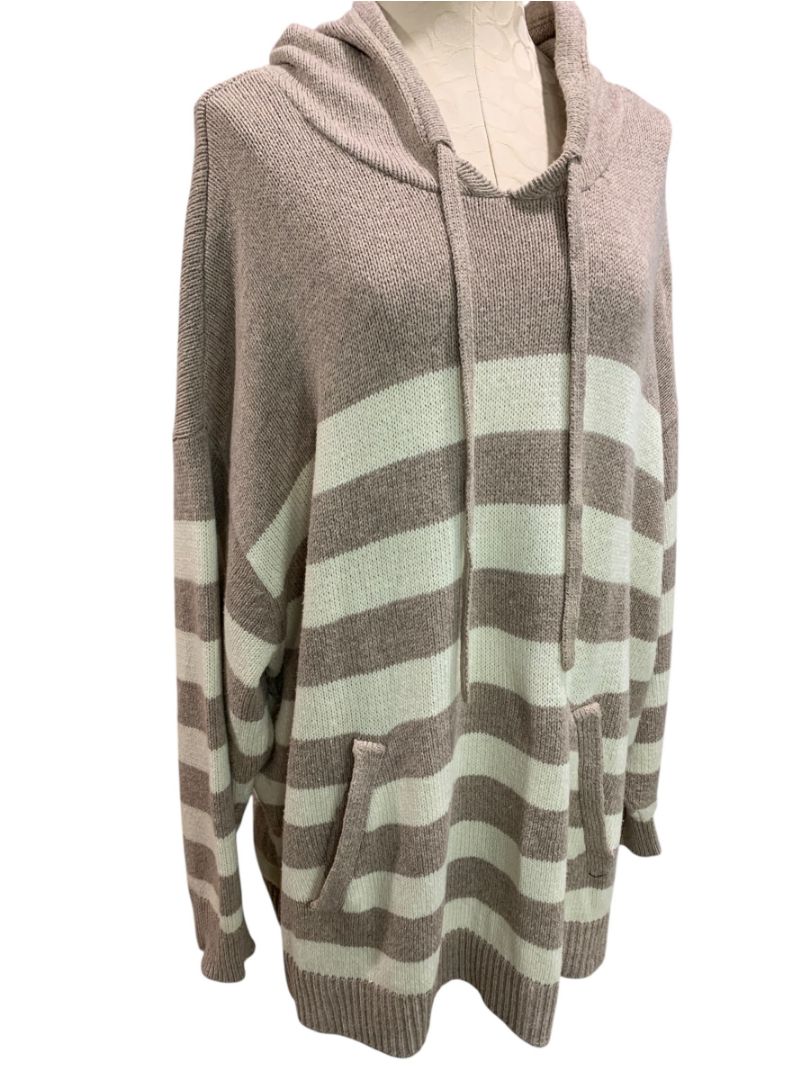 Size 3X (26/28) Lane Bryant Womens Pullover Striped Hooded Sweater