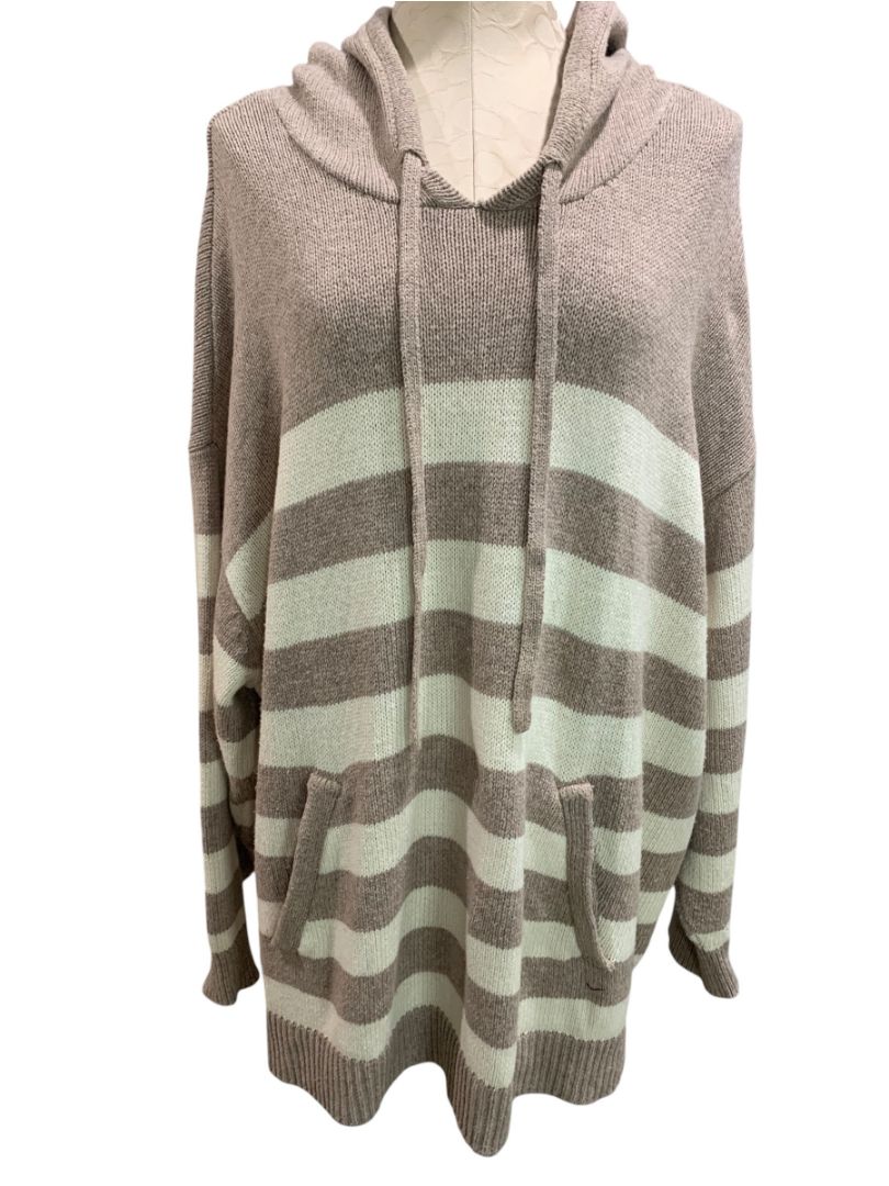 Size 3X (26/28) Lane Bryant Womens Pullover Striped Hooded Sweater