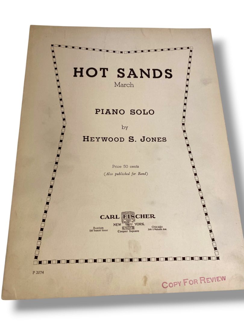 1935 Hot Sands March Sheet Music Piano Solo by Heywood S Jones Carl Fischer