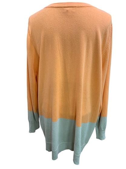 Size 3X Belle by Kim Gravel Womens Peach Gray Pullover Sweater