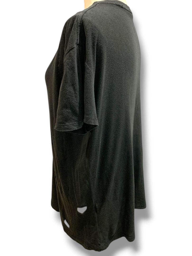 One Size John Galt Womens Black Distressed Short Sleeve Tshirt