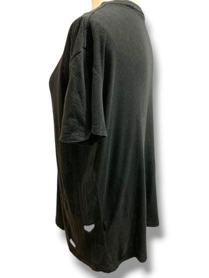 One Size John Galt Womens Black Distressed Short Sleeve Tshirt