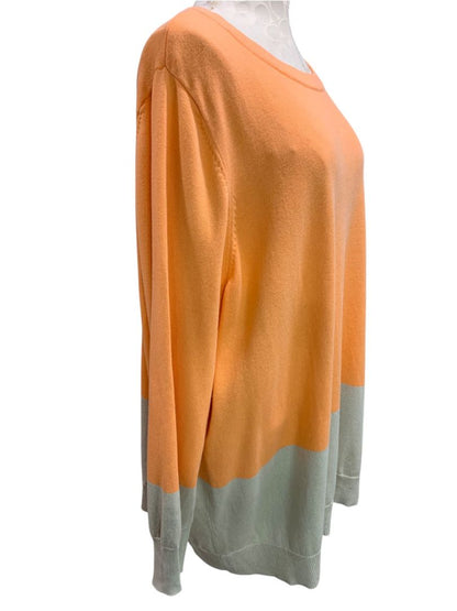 Size 3X Belle by Kim Gravel Womens Peach Gray Pullover Sweater