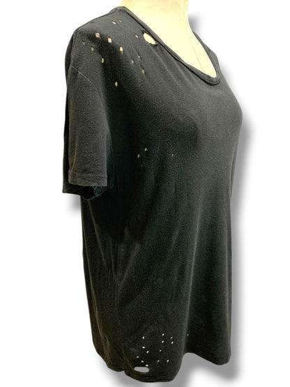 One Size John Galt Womens Black Distressed Short Sleeve Tshirt