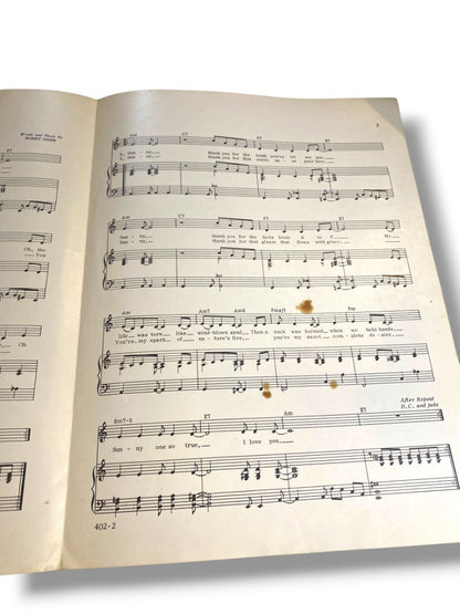 1966 Sunny Sheet Music by Bobby Hebb Portable Music Co