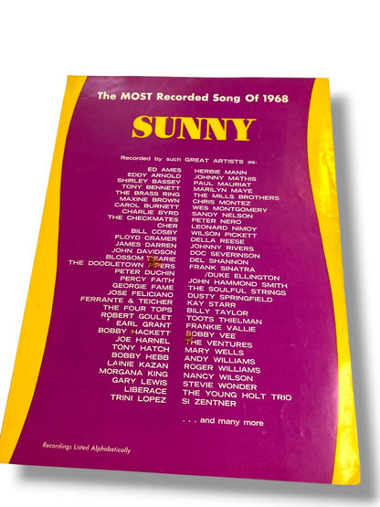 1966 Sunny Sheet Music by Bobby Hebb Portable Music Co