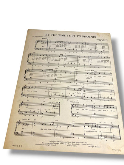 1967 By the Time I Get to Phoenix Sheet Music Glen Campbell Jim Webb Johnny Rivers Music
