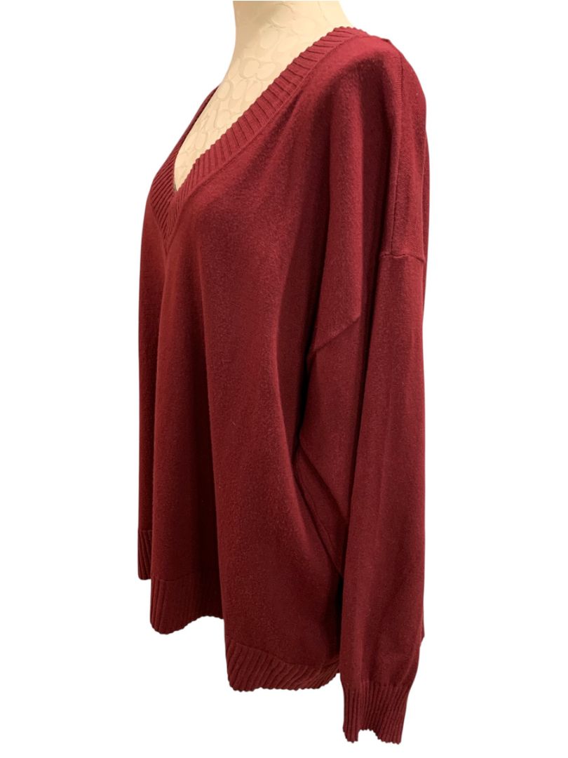 Size 3X (26/28) Lane Bryant Burgundy Womens V-Neck Sweater