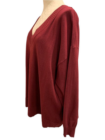 Size 3X (26/28) Lane Bryant Burgundy Womens V-Neck Sweater