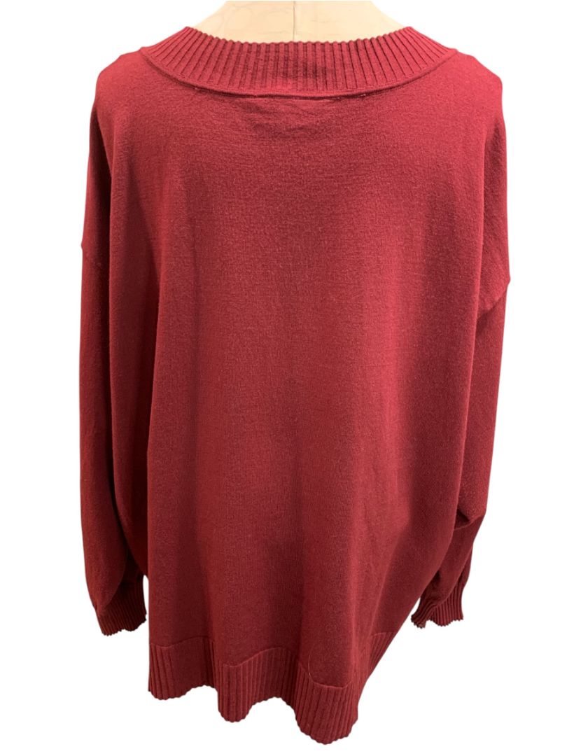 Size 3X (26/28) Lane Bryant Burgundy Womens V-Neck Sweater