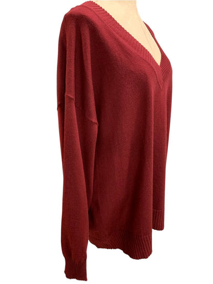 Size 3X (26/28) Lane Bryant Burgundy Womens V-Neck Sweater