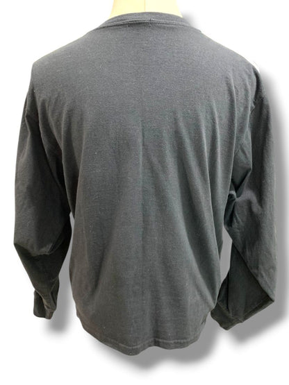 Small John Galt Womens Black Pullover Shirt Two White Sleeve Stripes