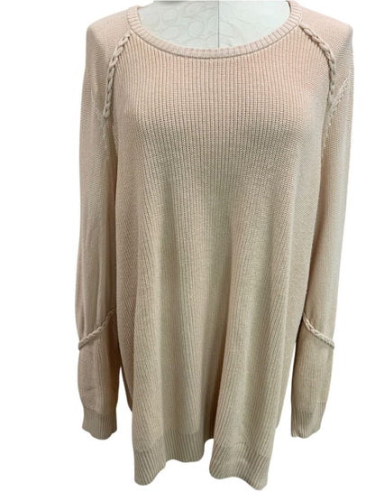 Size 2X Belle by Kim Gravel Womens Beige Pullover Sweater
