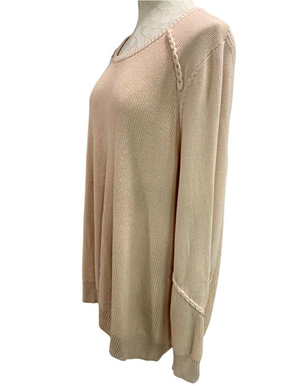Size 2X Belle by Kim Gravel Womens Beige Pullover Sweater