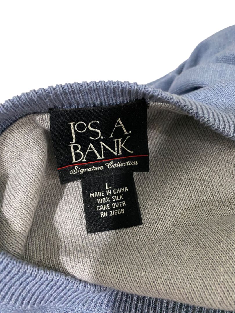 Size Large Jos A Bank Signature Collection Mens Blue Silk Sweater