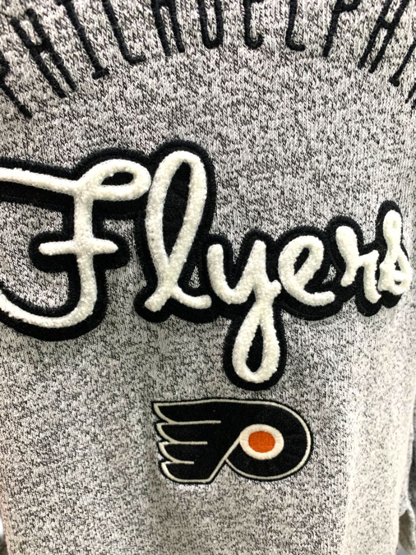 Medium CCM Womens NHL Philadelphia Flyers V-Neck Sweater Gray Marled Knit
