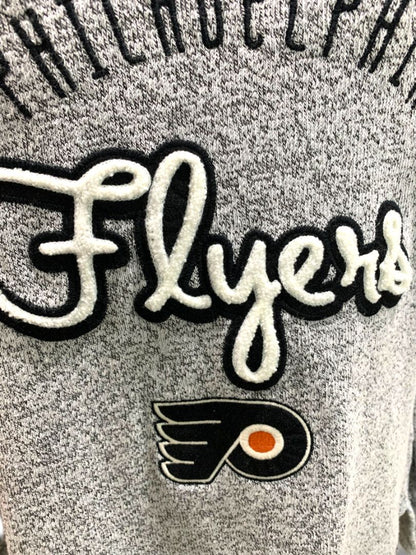 Medium CCM Womens NHL Philadelphia Flyers V-Neck Sweater Gray Marled Knit