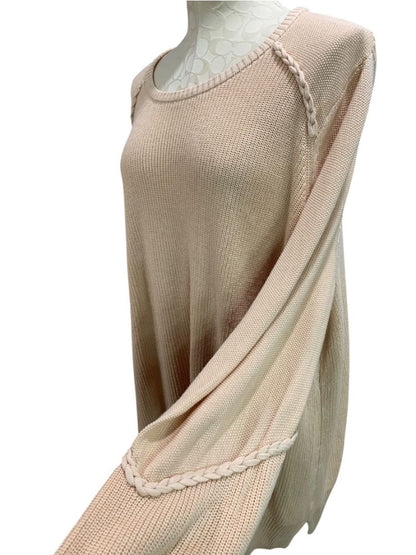 Size 2X Belle by Kim Gravel Womens Beige Pullover Sweater