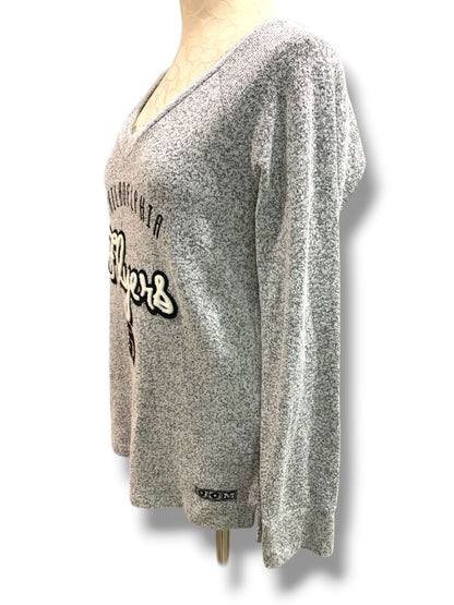 Medium CCM Womens NHL Philadelphia Flyers V-Neck Sweater Gray Marled Knit
