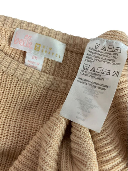 Size 2X Belle by Kim Gravel Womens Beige Pullover Sweater