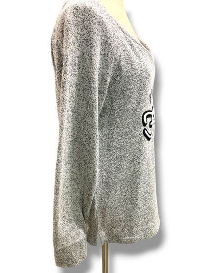 Medium CCM Womens NHL Philadelphia Flyers V-Neck Sweater Gray Marled Knit
