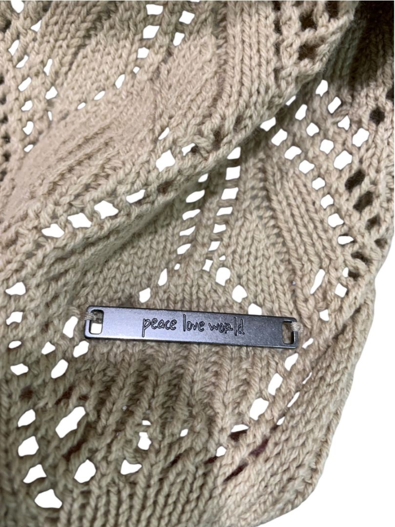 Size 3X peace love world Womens Taupe Loose Knit V-Neck Sweater