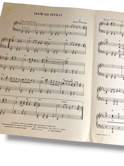 1969 Hawaii Five-O Sheet Music Mort Stevens April Music Inc